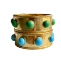 Claire Turquoise or Jade Glass Wide Gold Bangle