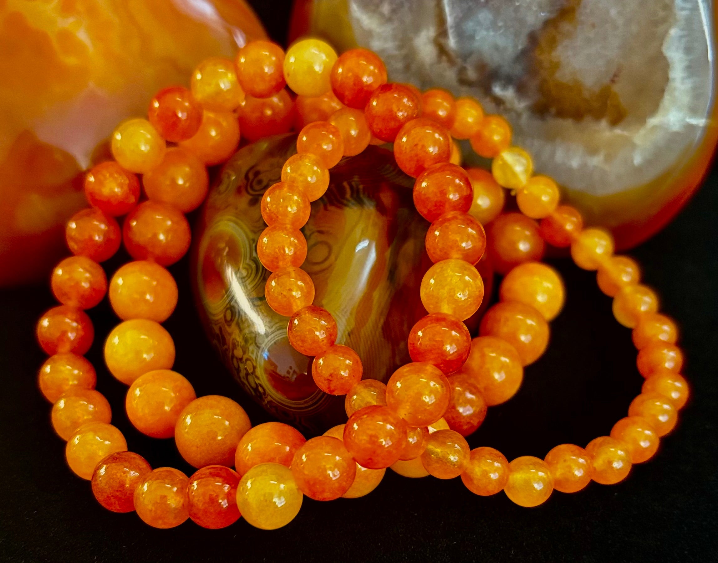 Orange Sunstone Crystal Bracelet – Joy, Confidence & Solar Chakra Healing | | Wiccan Center