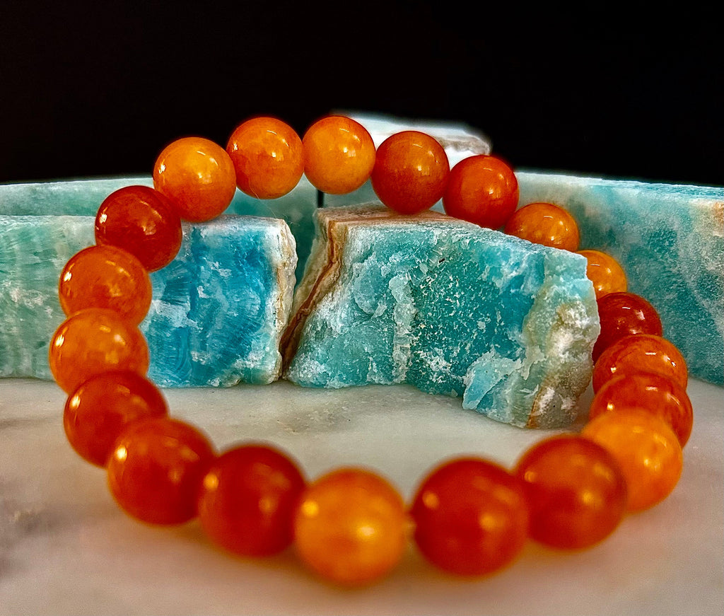 Orange Sunstone Crystal Bracelet – Joy, Confidence & Solar Chakra Healing | | Wiccan Center