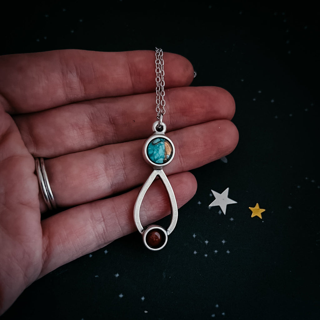 Journey to Mars Necklace - Copper Chrysocolla Earth and Red Jasper Mars | Necklace | Wiccan Center