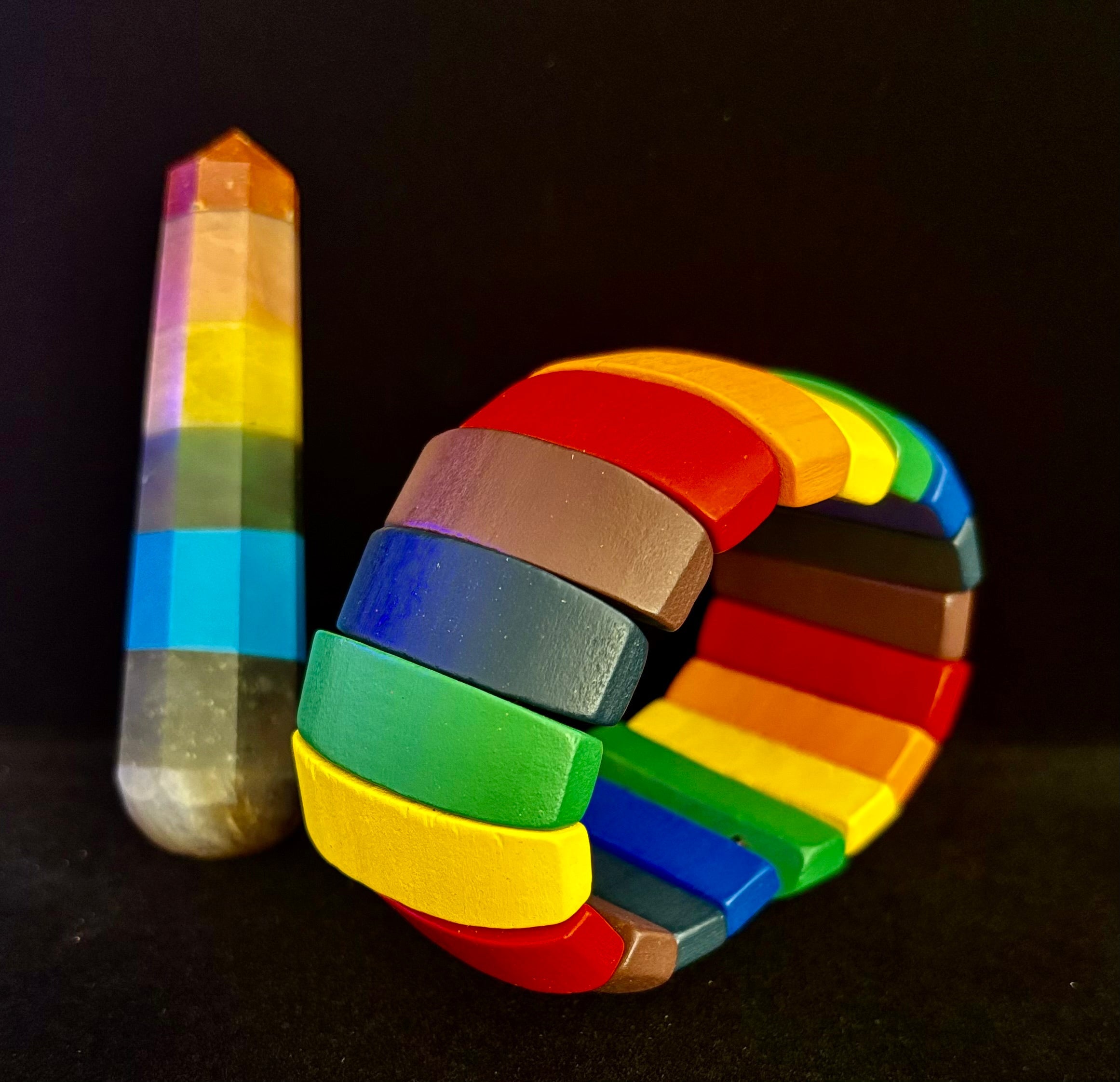 Progressive Pride Wide Wooden Bead Bracelet – Vintage Boho Style | | Wiccan Center