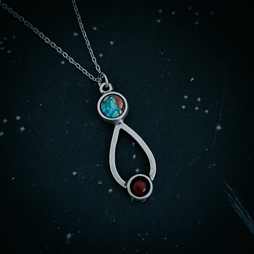 Journey to Mars Necklace - Copper Chrysocolla Earth and Red Jasper Mars | Necklace | Wiccan Center
