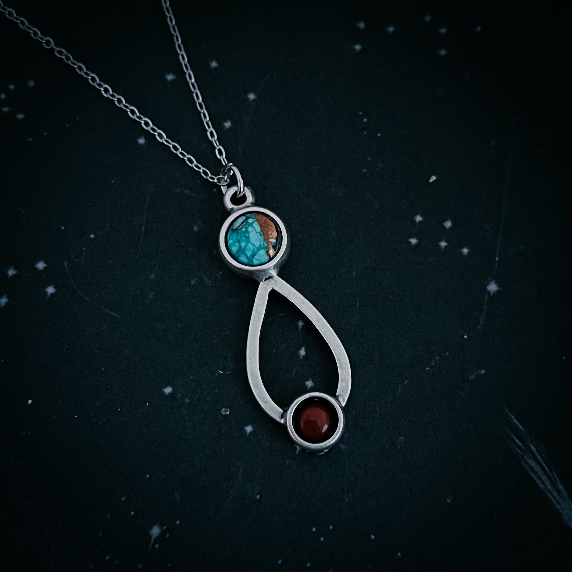 Journey to Mars Necklace - Copper Chrysocolla Earth and Red Jasper Mars | Necklace | Wiccan Center