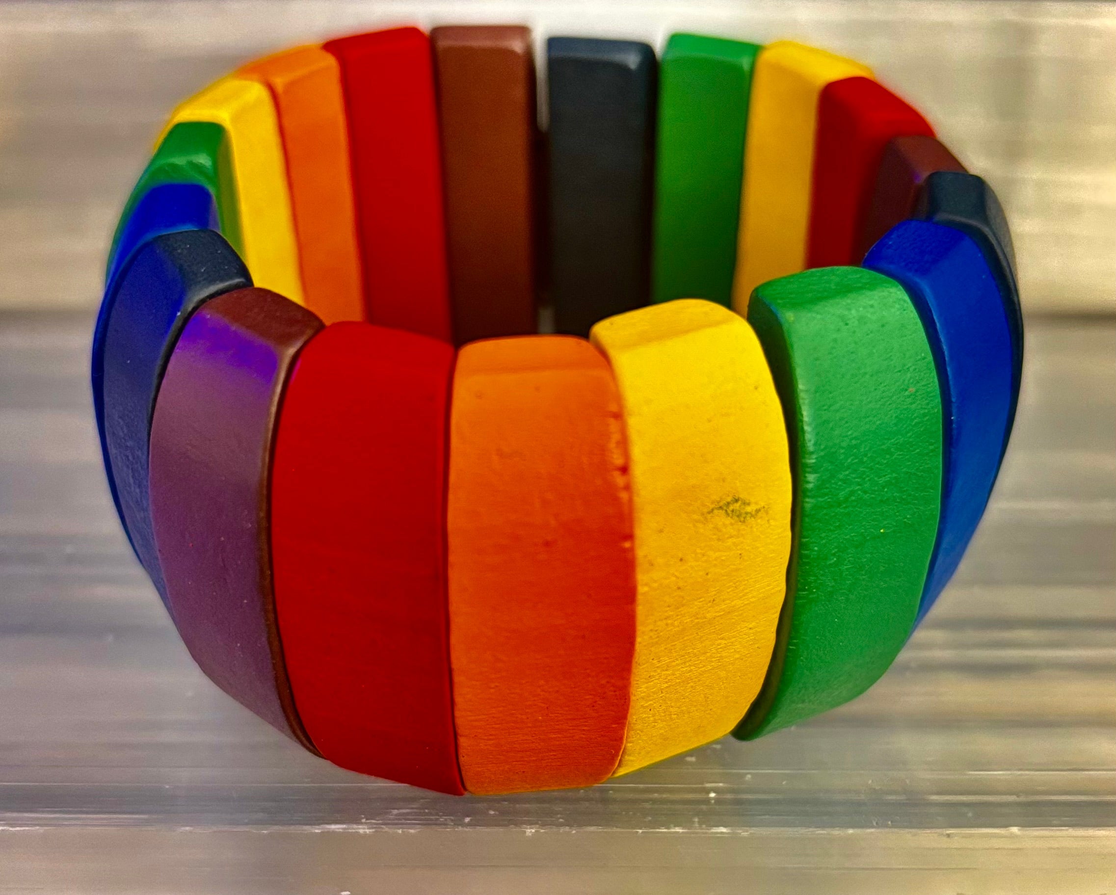 Progressive Pride Wide Wooden Bead Bracelet – Vintage Boho Style | | Wiccan Center