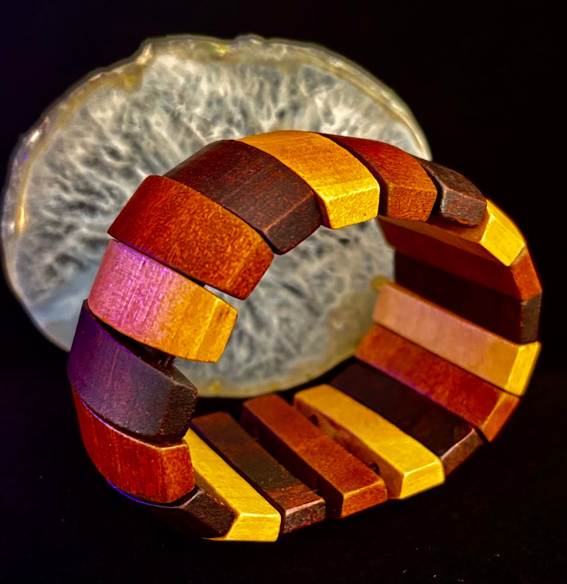 Bohemia Style Literary Retro Elastic Wood Beaded Bracelet – Gradient Brown Tones | | Wiccan Center
