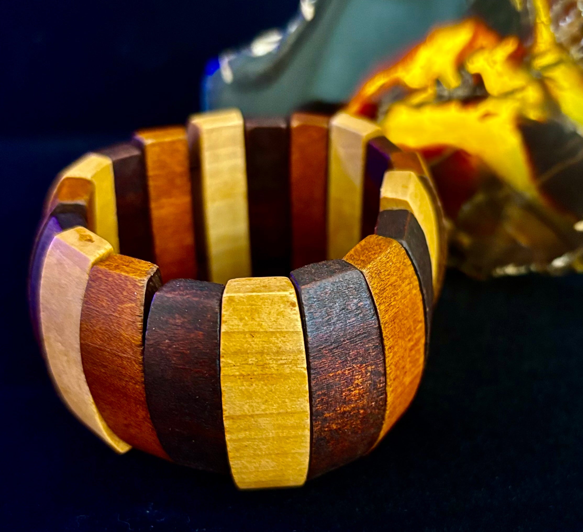 Bohemia Style Literary Retro Elastic Wood Beaded Bracelet – Gradient Brown Tones | | Wiccan Center