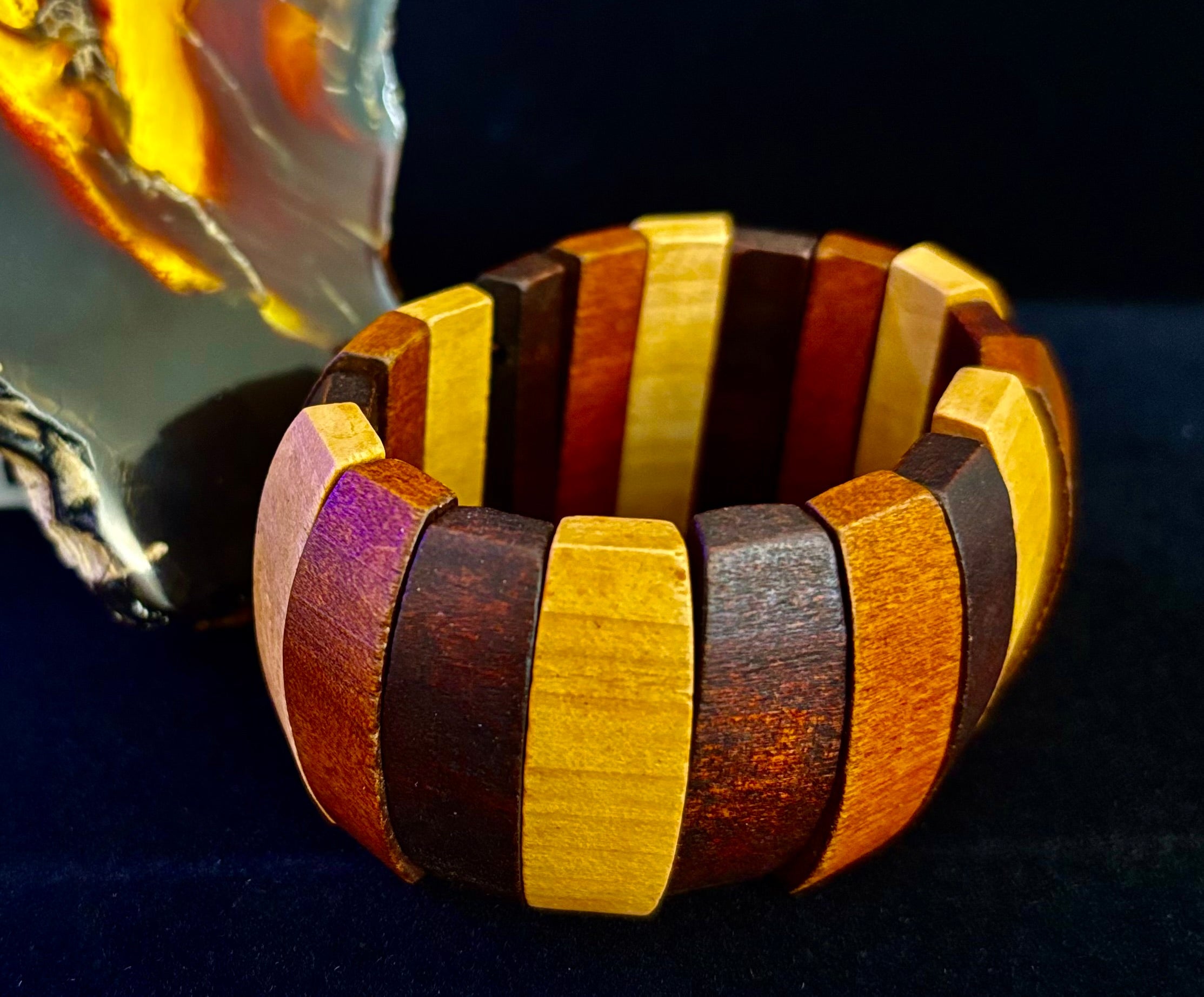 Bohemia Style Literary Retro Elastic Wood Beaded Bracelet – Gradient Brown Tones | | Wiccan Center