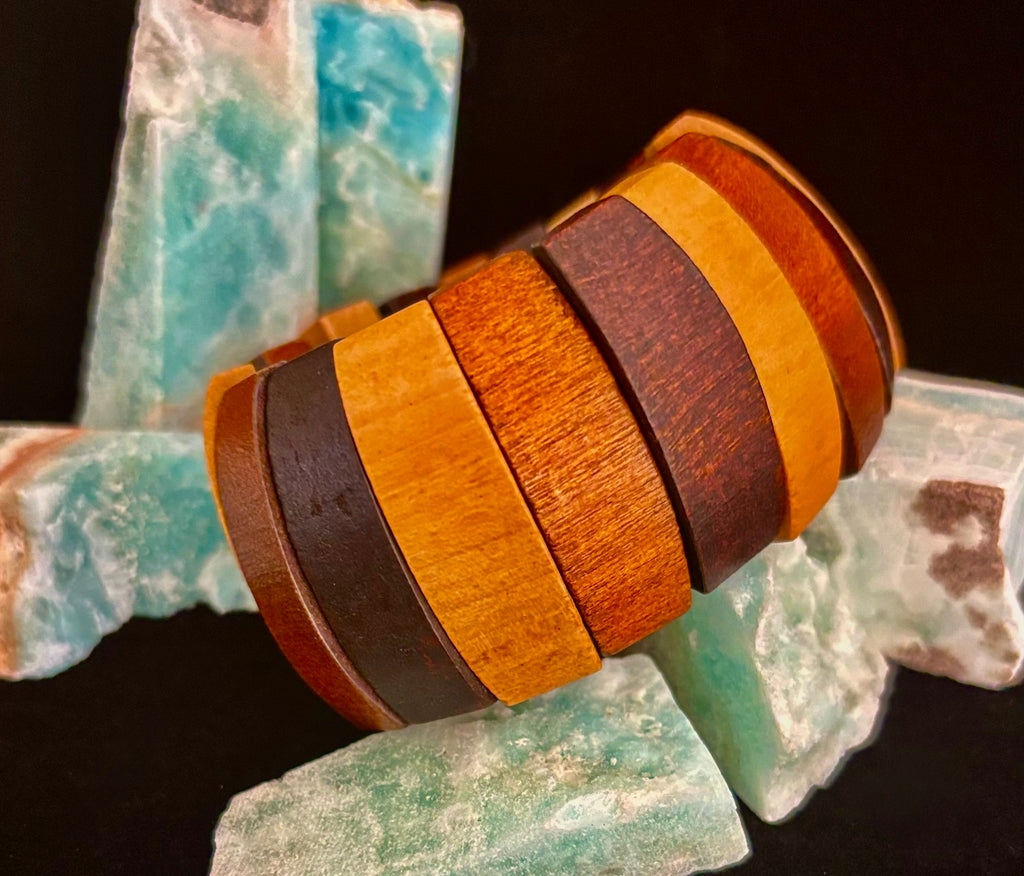 Bohemia Style Literary Retro Elastic Wood Beaded Bracelet – Gradient Brown Tones | | Wiccan Center