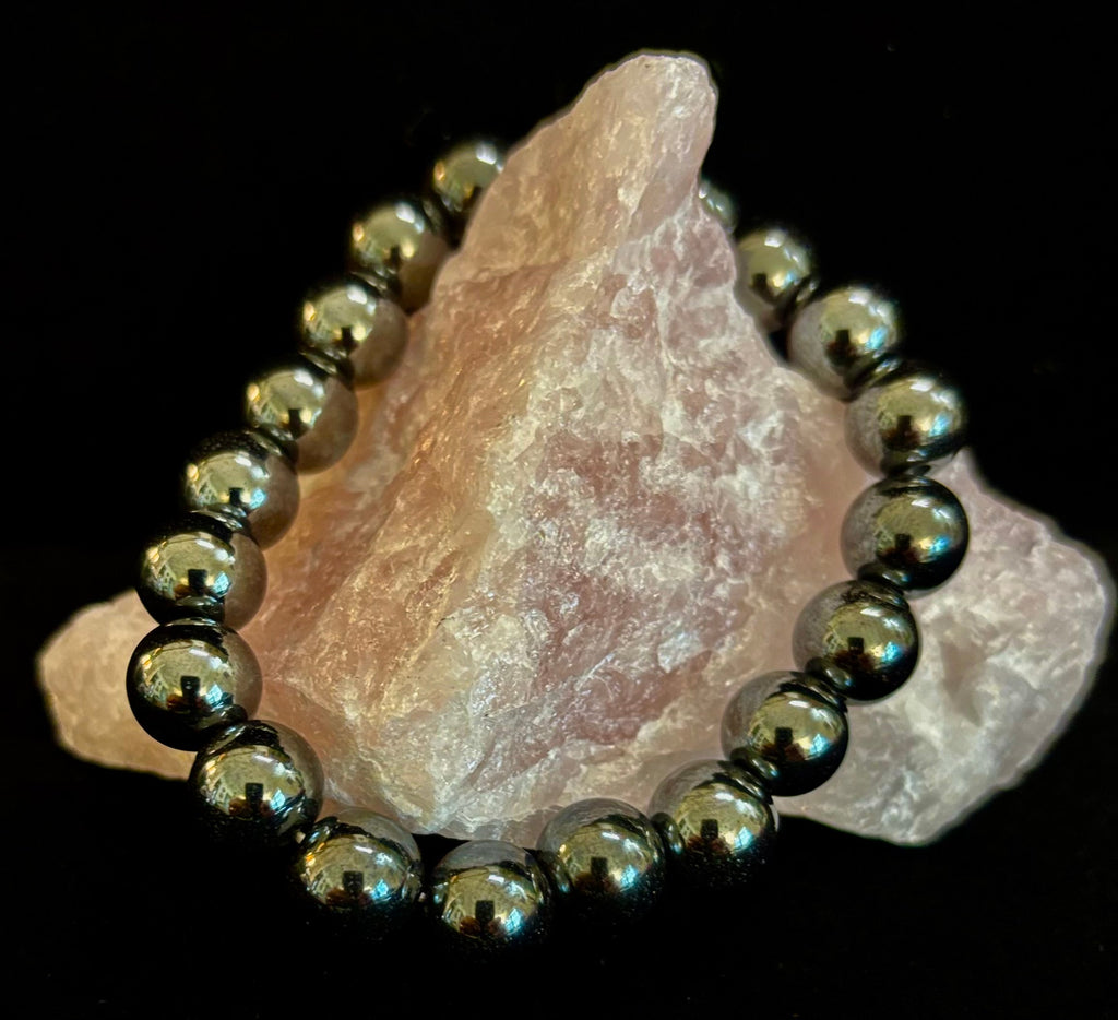 Hematite Grounding & Protection Bracelet – Root Chakra Healing Stone for Confidence, Clarity & Stability (6mm, 8mm, 10mm Options) | | Wiccan Center