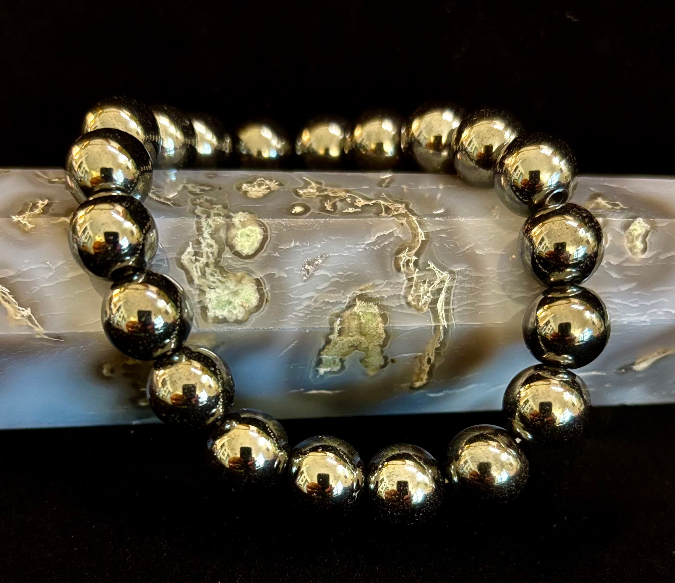 Hematite Grounding & Protection Bracelet – Root Chakra Healing Stone for Confidence, Clarity & Stability (6mm, 8mm, 10mm Options) | | Wiccan Center