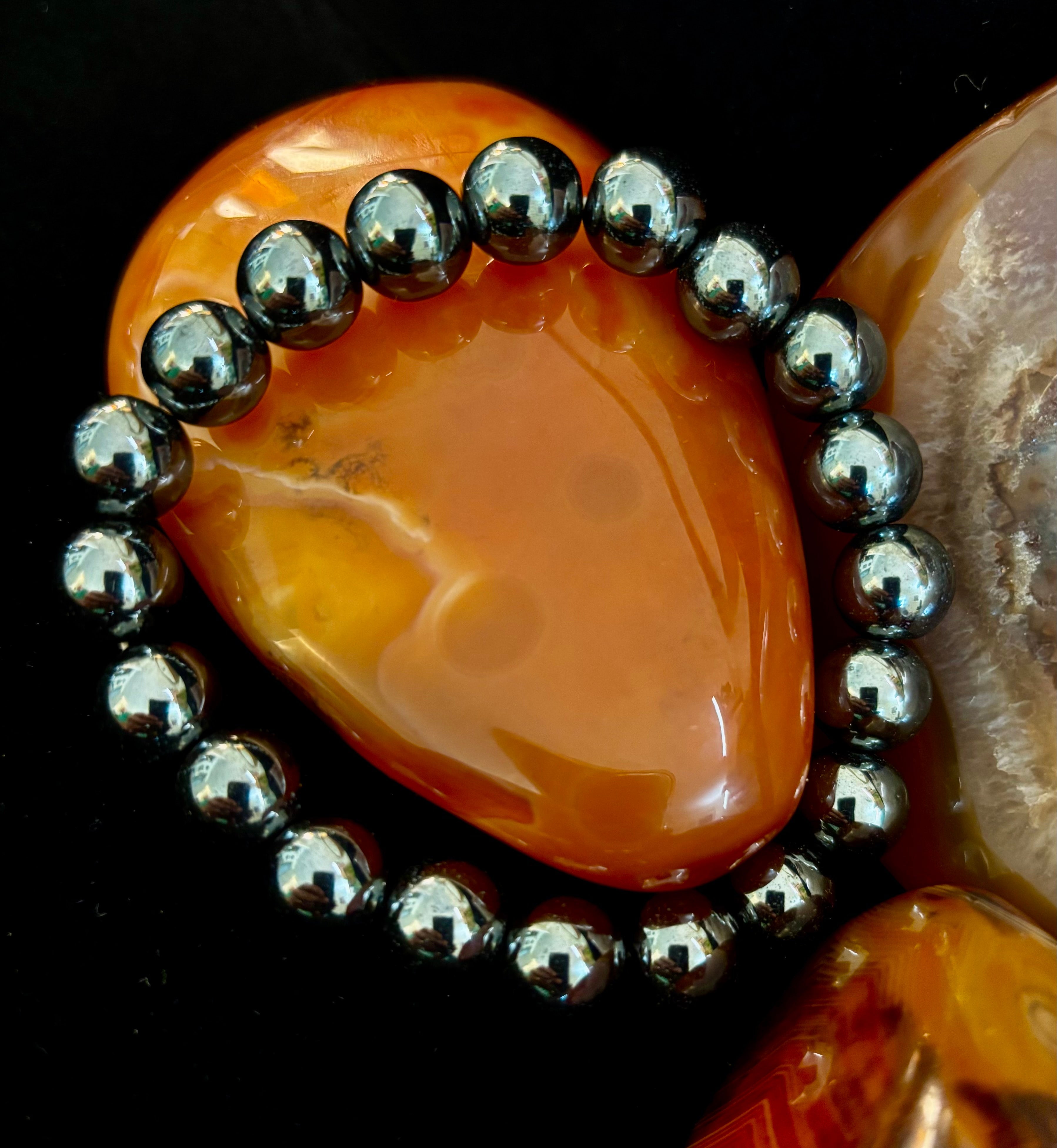 Hematite Grounding & Protection Bracelet – Root Chakra Healing Stone for Confidence, Clarity & Stability (6mm, 8mm, 10mm Options) | | Wiccan Center