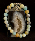 Amazonite Healing Chakra Bracelet – 3 Charm Choices: Lotus, Buddha, or Om | | Wiccan Center