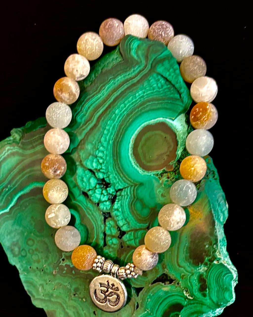 Amazonite Healing Chakra Bracelet – 3 Charm Choices: Lotus, Buddha, or Om | | Wiccan Center