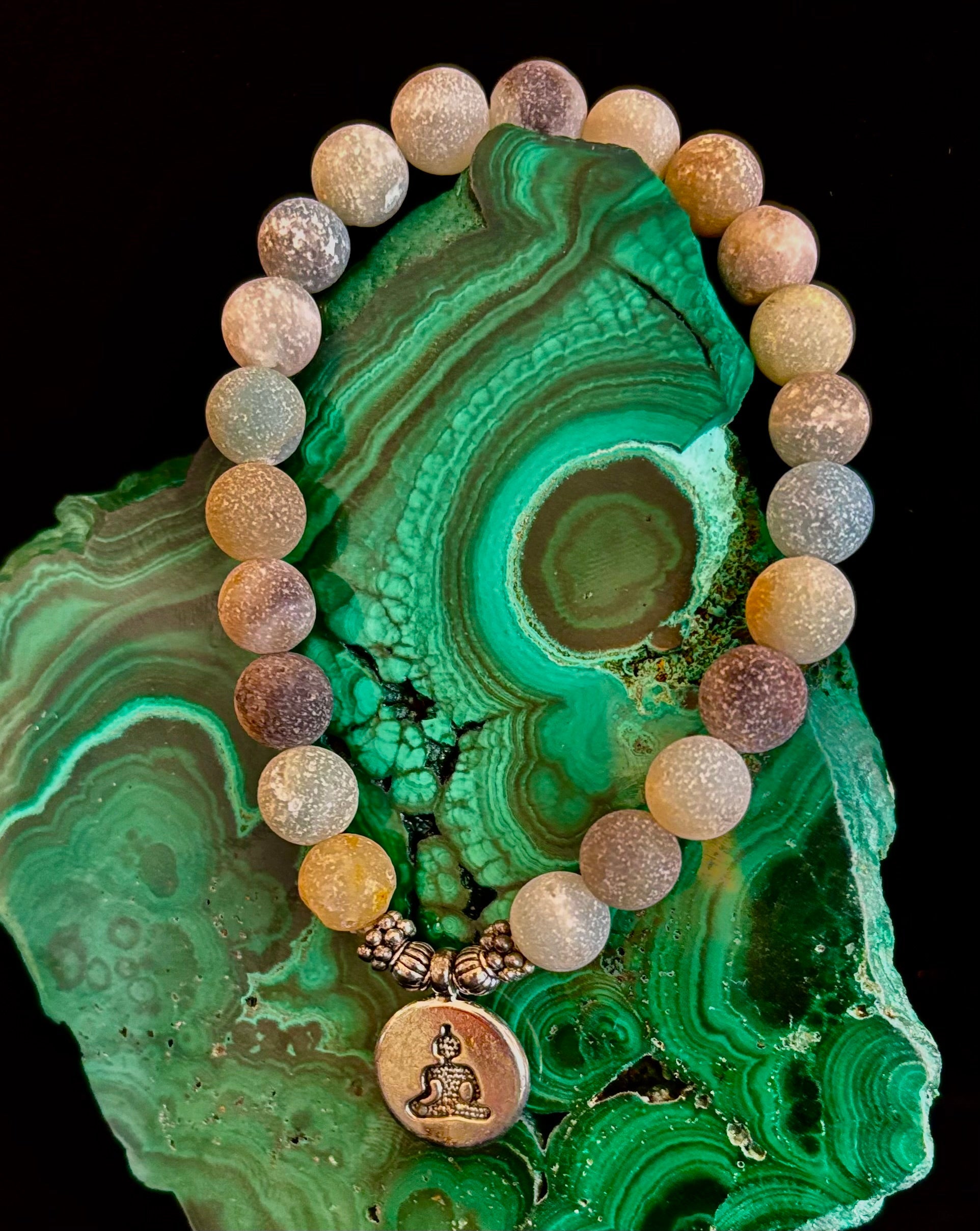 Amazonite Healing Chakra Bracelet – 3 Charm Choices: Lotus, Buddha, or Om | | Wiccan Center