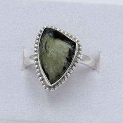 Sterling Silver Bezeled Moldavite Ring - Size 6 - Transformation, Growth & Awakening | Rings | Wiccan Center