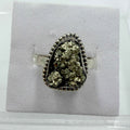 Sterling Silver Bezeled Rough Pyrite Ring - Size 6 - Protective, Abundant & Grounding | Rings | Wiccan Center