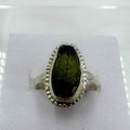 Sterling Silver Bezeled Moldavite Ring - Size 6 - Transformation, Growth & Awakening | Rings | Wiccan Center