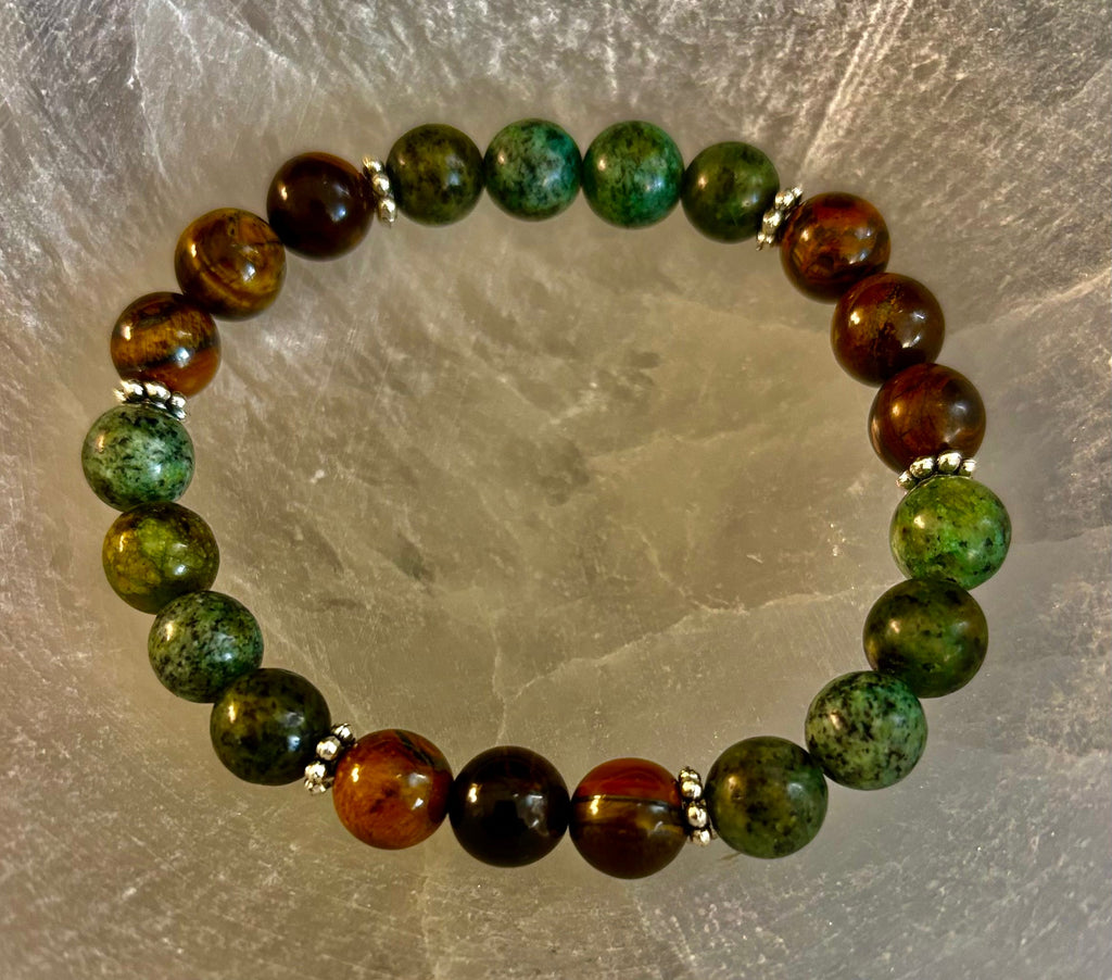 Tiger Eye & African Turquoise Beaded Bracelet for small wrists – Boost Confidence & Courage | | Wiccan Center