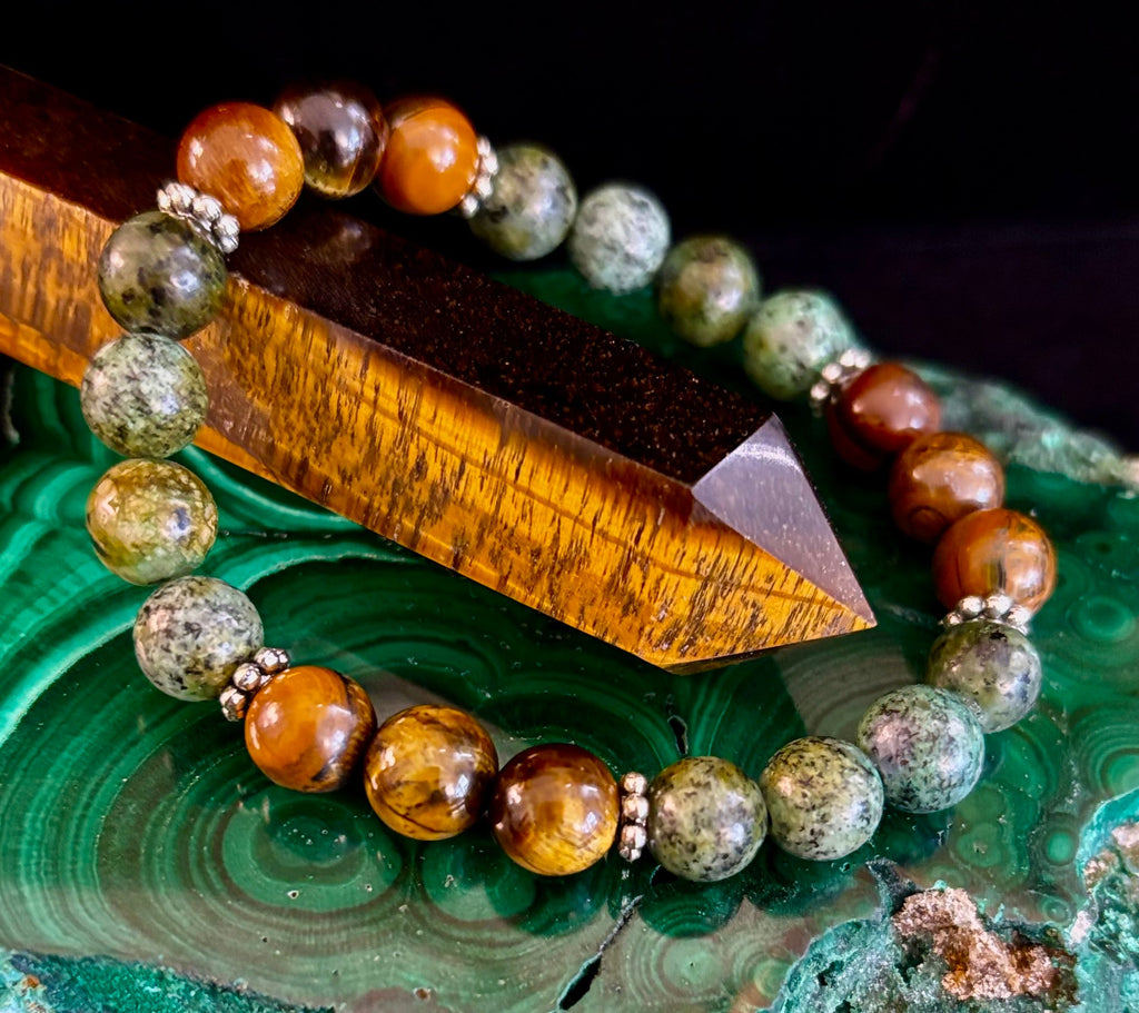 Tiger Eye & African Turquoise Beaded Bracelet for small wrists – Boost Confidence & Courage | | Wiccan Center
