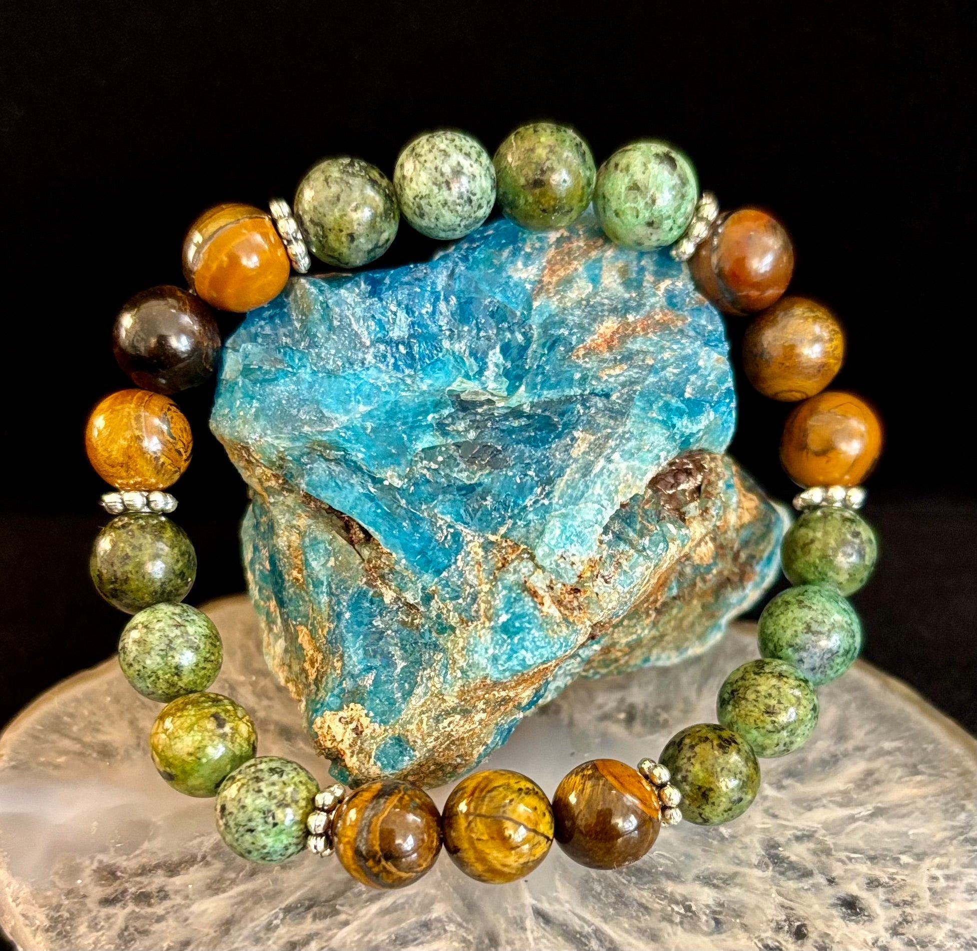 Tiger Eye & African Turquoise Beaded Bracelet for small wrists – Boost Confidence & Courage | | Wiccan Center
