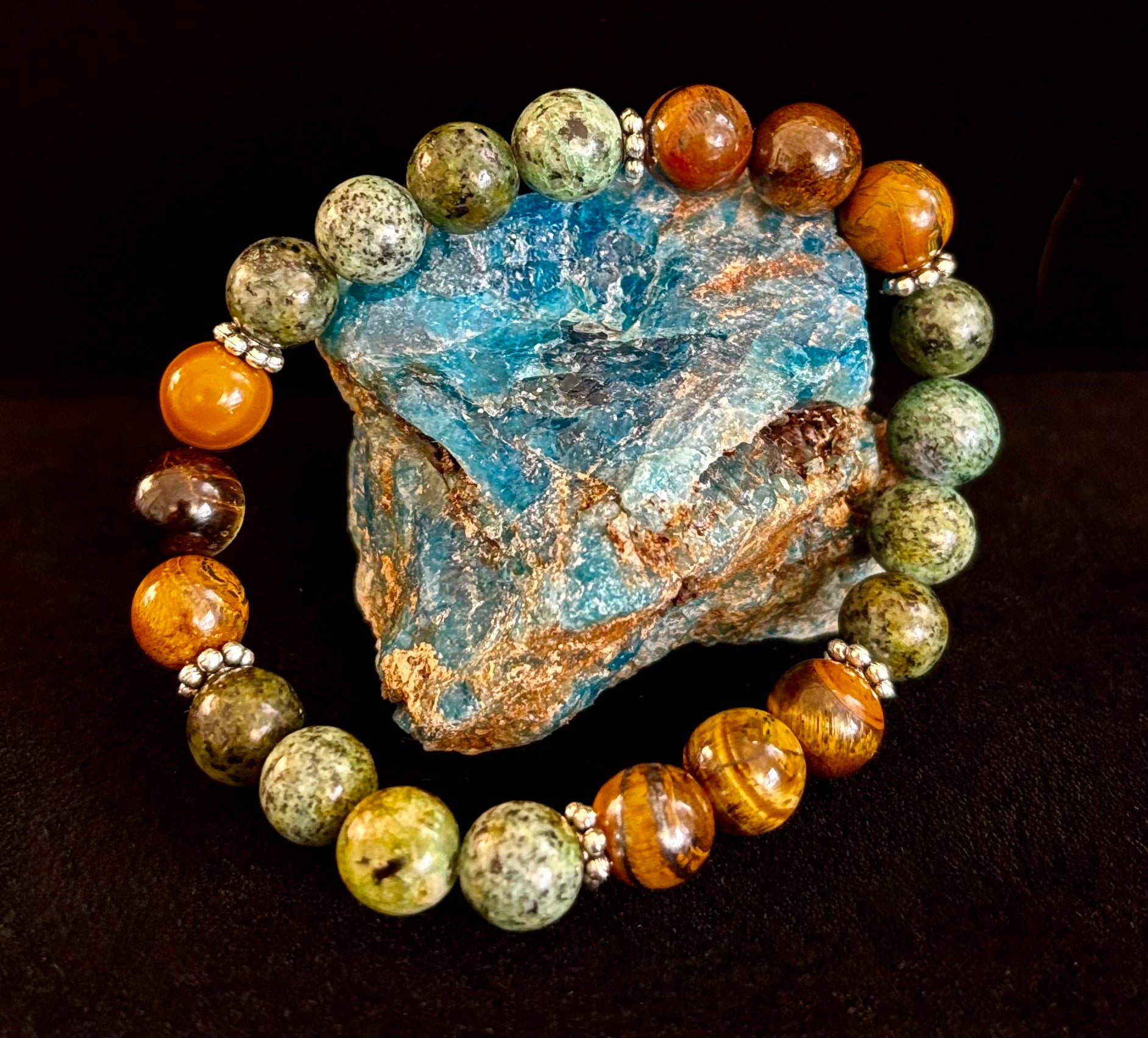 Tiger Eye & African Turquoise Beaded Bracelet for small wrists – Boost Confidence & Courage | | Wiccan Center