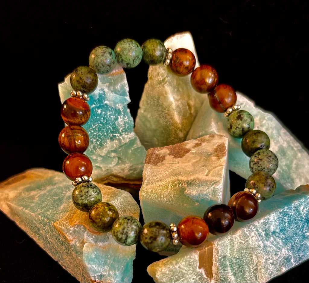 Tiger Eye & African Turquoise Beaded Bracelet for small wrists – Boost Confidence & Courage | | Wiccan Center