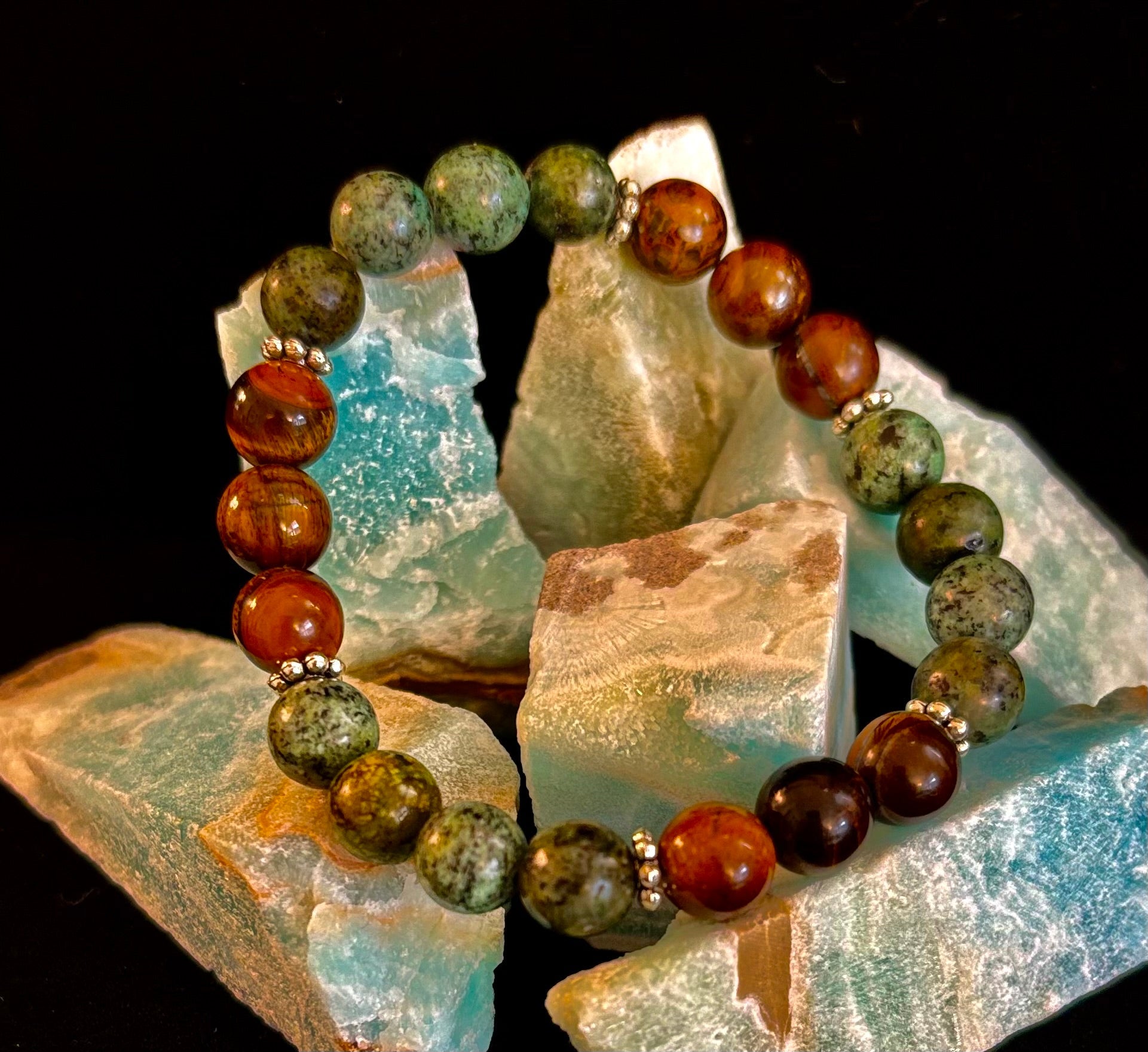 Tiger Eye & African Turquoise Beaded Bracelet for small wrists – Boost Confidence & Courage | | Wiccan Center