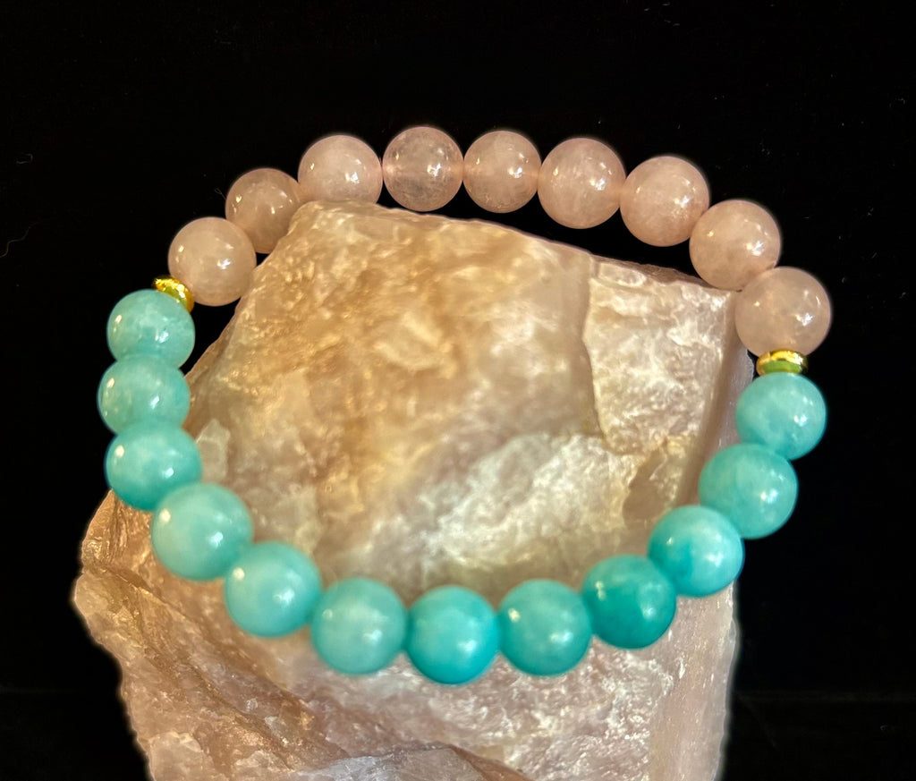 Rose Quartz & Aquamarine Healing Bracelet – Love, Calm & Emotional Clarity 💖🌊 | | Wiccan Center