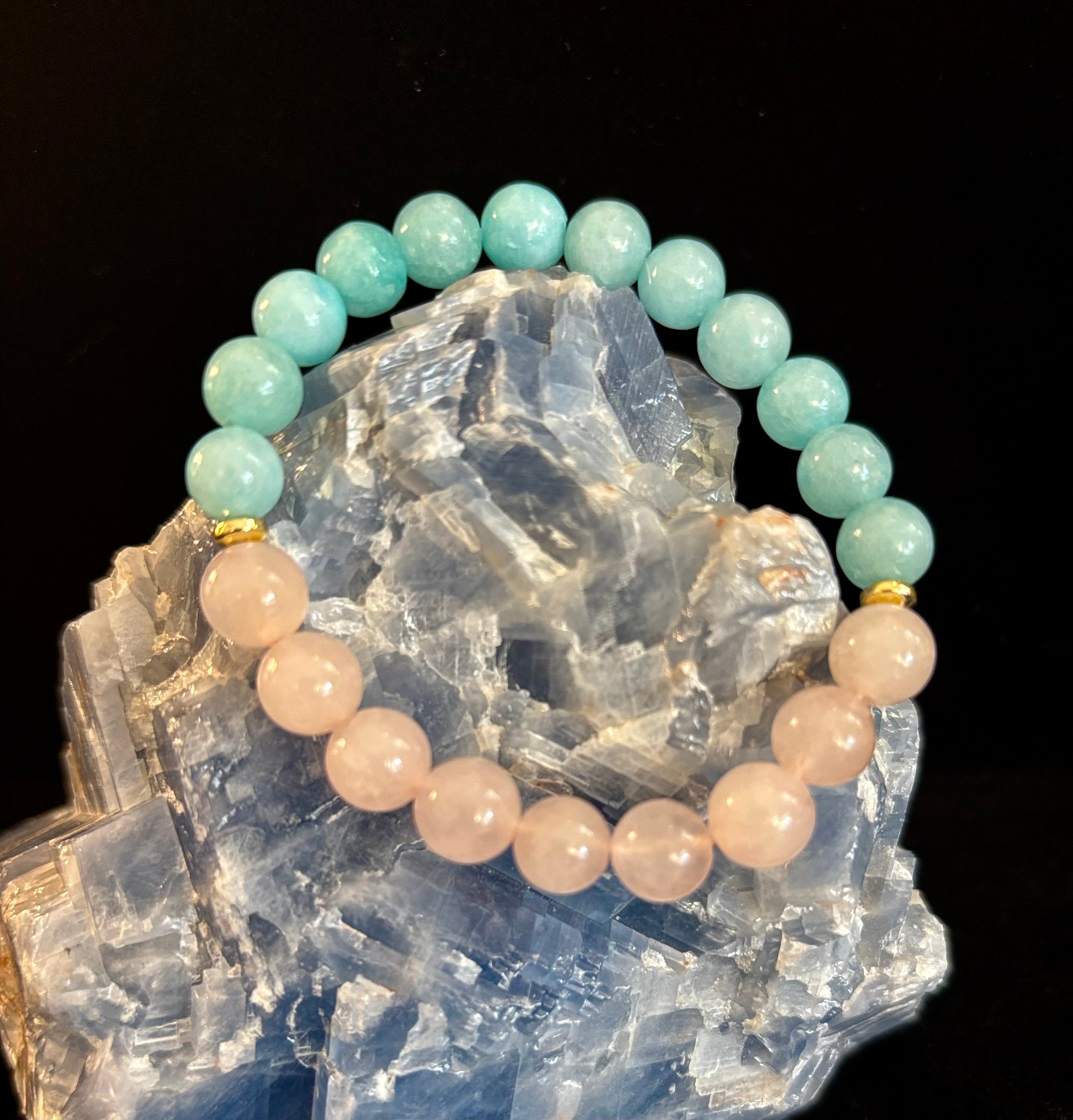 Rose Quartz & Aquamarine Healing Bracelet – Love, Calm & Emotional Clarity 💖🌊 | | Wiccan Center