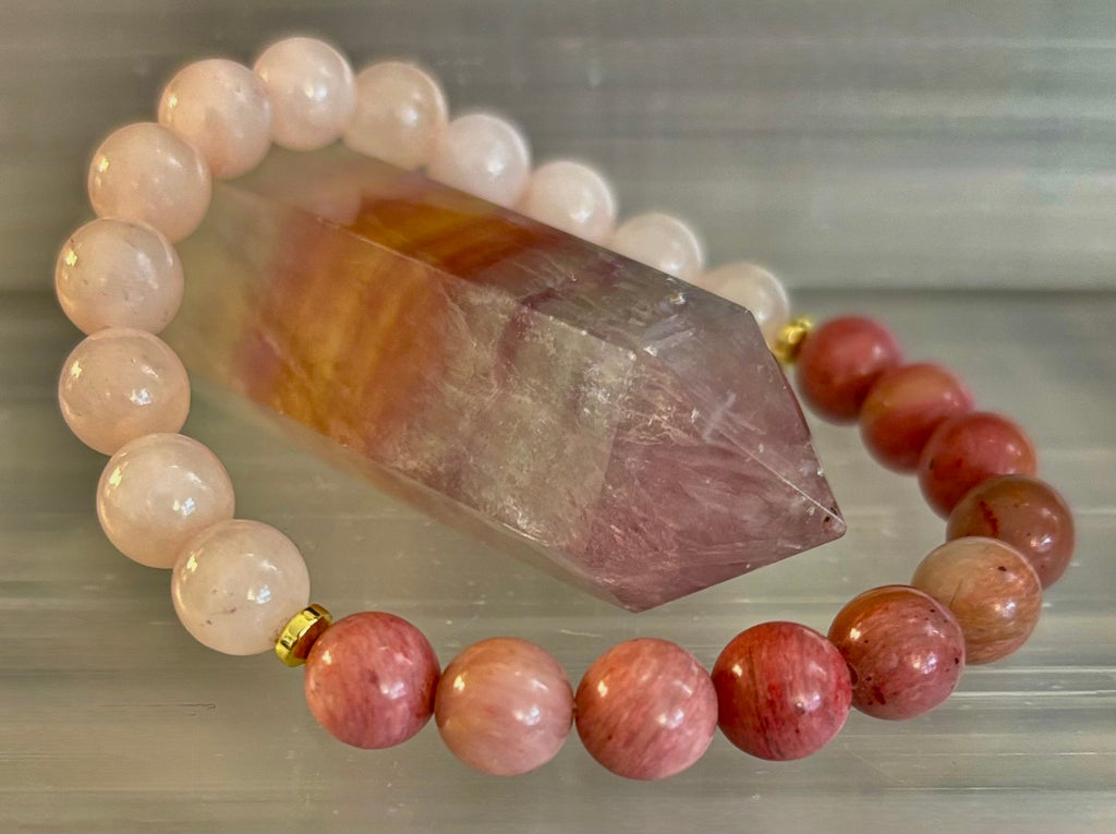 Rose Quartz & Rhodonite Bracelet – Love, Compassion & Emotional Healing 💗✨ | | Wiccan Center