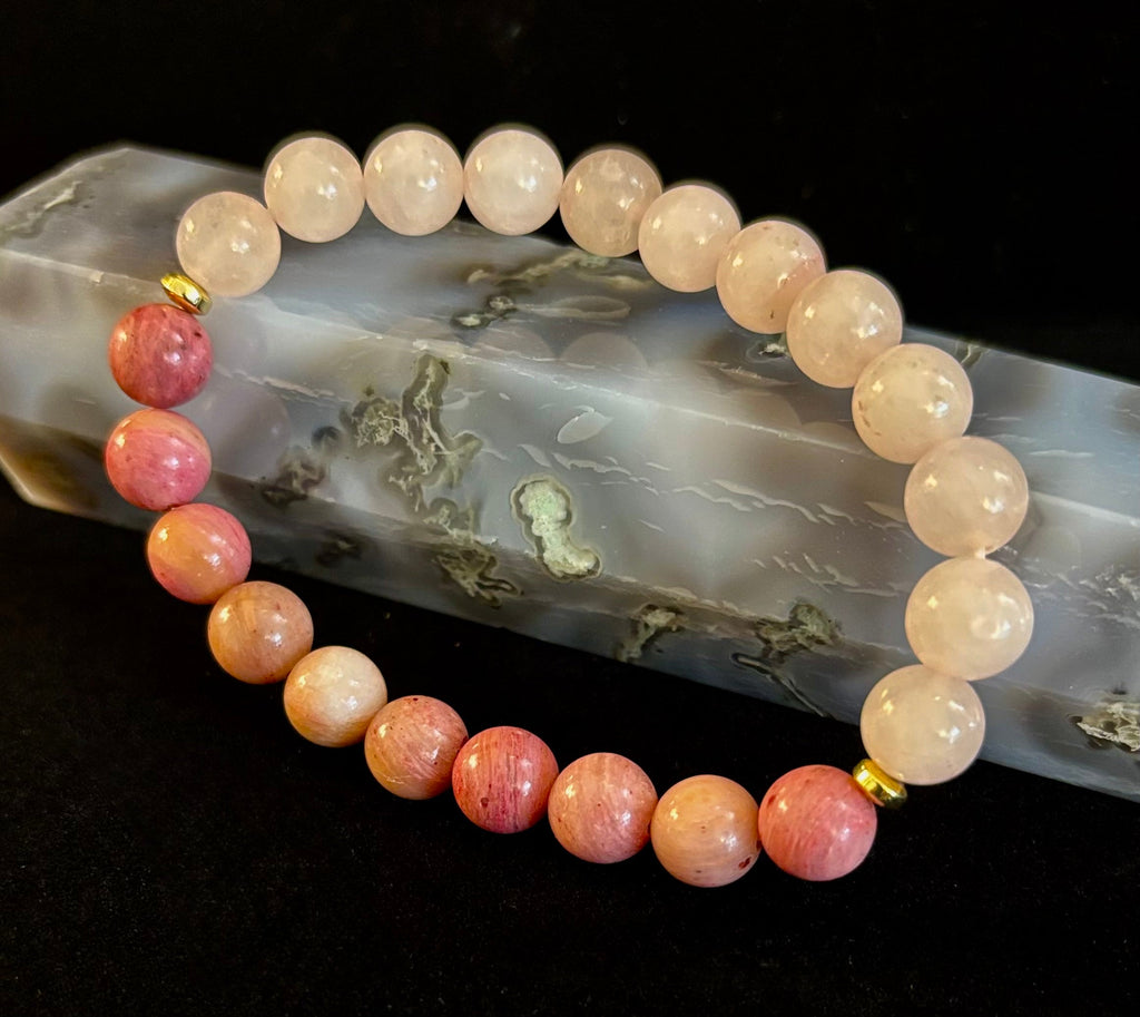 Rose Quartz & Rhodonite Bracelet – Love, Compassion & Emotional Healing 💗✨ | | Wiccan Center