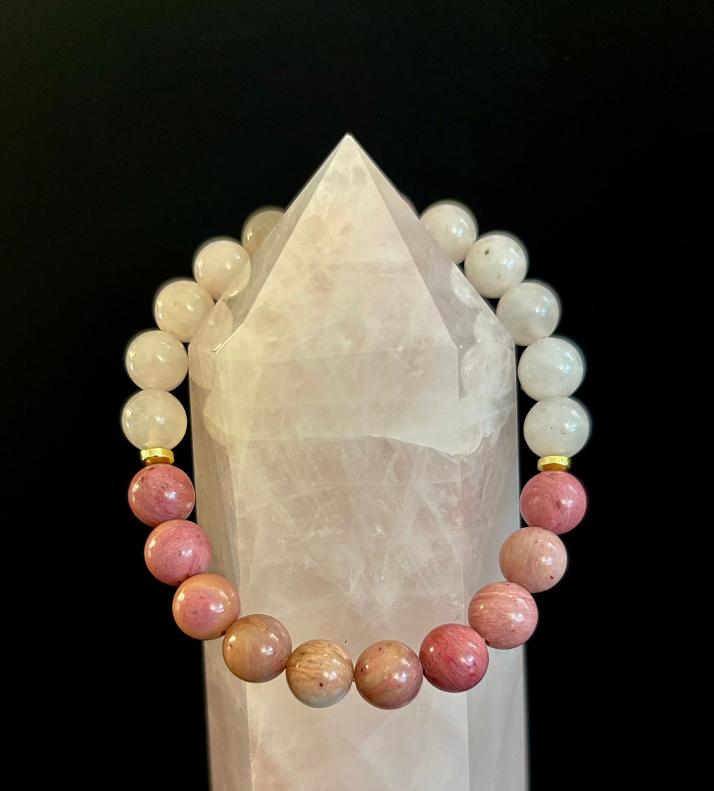 Rose Quartz & Rhodonite Bracelet – Love, Compassion & Emotional Healing 💗✨ | | Wiccan Center