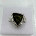 Sterling Silver Bezeled Moldavite Ring - Size 7 - Transformation, Growth & Awakening | Rings | Wiccan Center