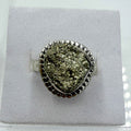 Sterling Silver Bezeled Rough Pyrite Ring - Size 7 - Protective, Abundant & Grounding | Rings | Wiccan Center