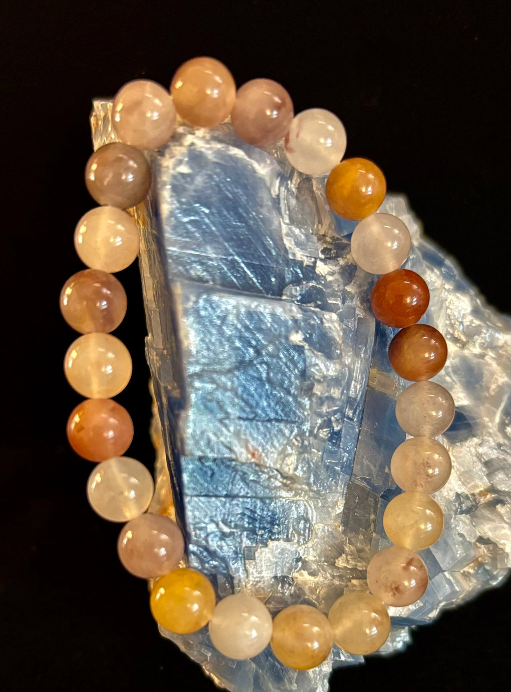 Coastal Calm Quartz Beaded Bracelet – 8mm Beach Sand Tones for Medium Wrists 🌊🏖️ | | Wiccan Center