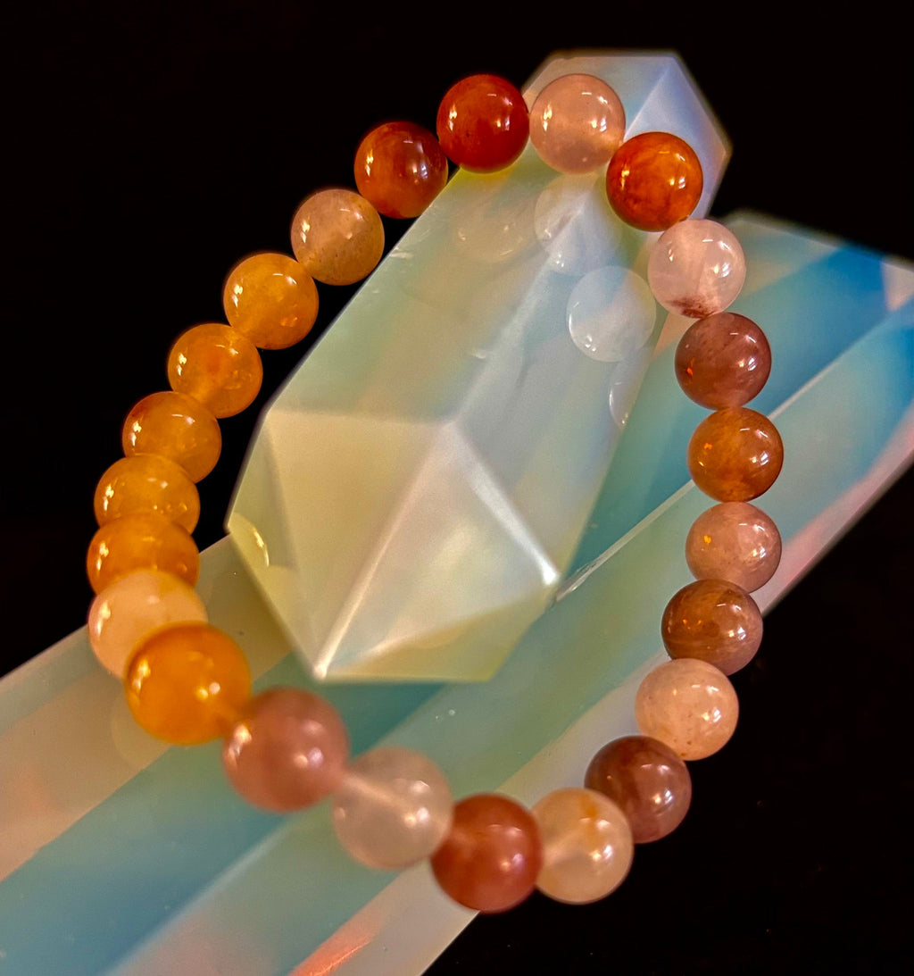 Coastal Calm Quartz Beaded Bracelet – 8mm Beach Sand Tones for Medium Wrists 🌊🏖️ | | Wiccan Center