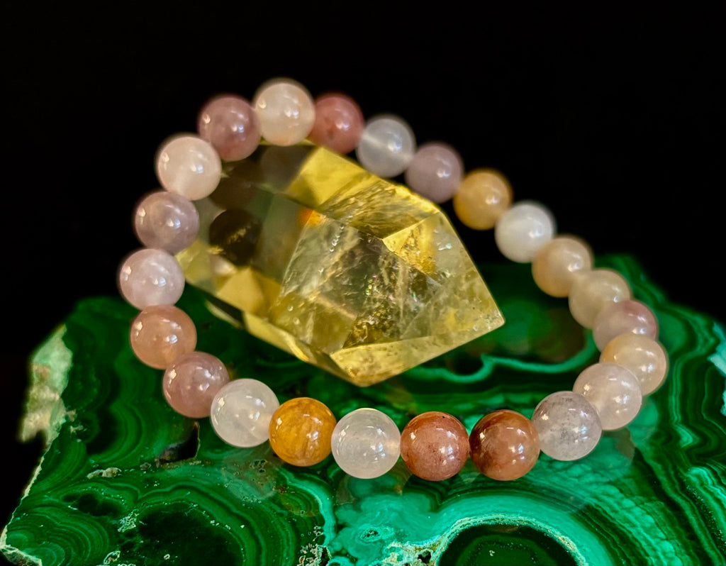 Coastal Calm Quartz Beaded Bracelet – 8mm Beach Sand Tones for Medium Wrists 🌊🏖️ | | Wiccan Center