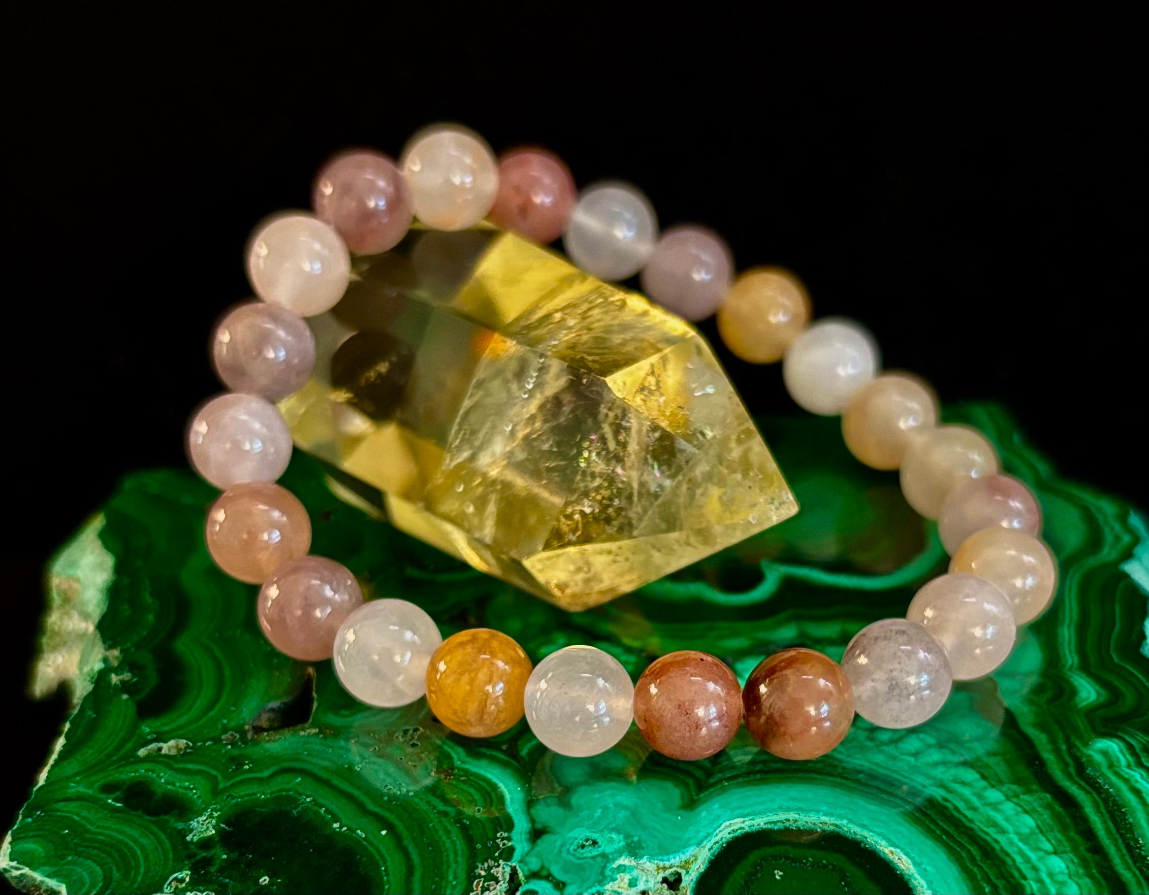 Coastal Calm Quartz Beaded Bracelet – 8mm Beach Sand Tones for Medium Wrists 🌊🏖️ | | Wiccan Center