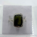 Sterling Silver Bezeled Moldavite Ring - Size 7 - Transformation, Growth & Awakening | Rings | Wiccan Center