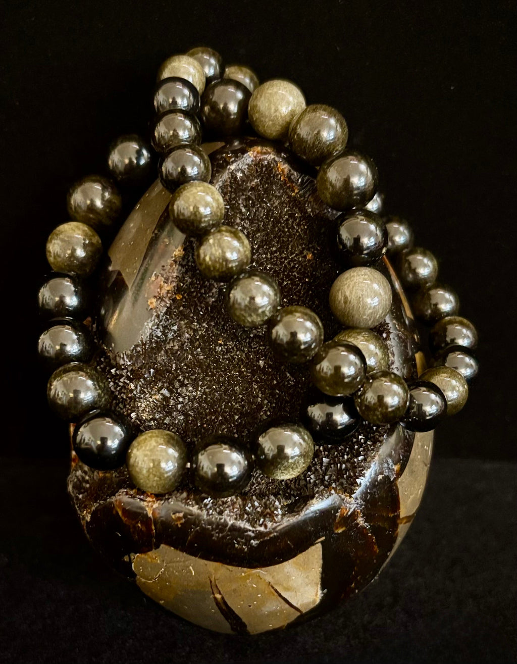 Gold Obsidian Protection Bracelet – 8mm & 10mm Beads for Small to Medium Wrists 🖤✨ | | Wiccan Center