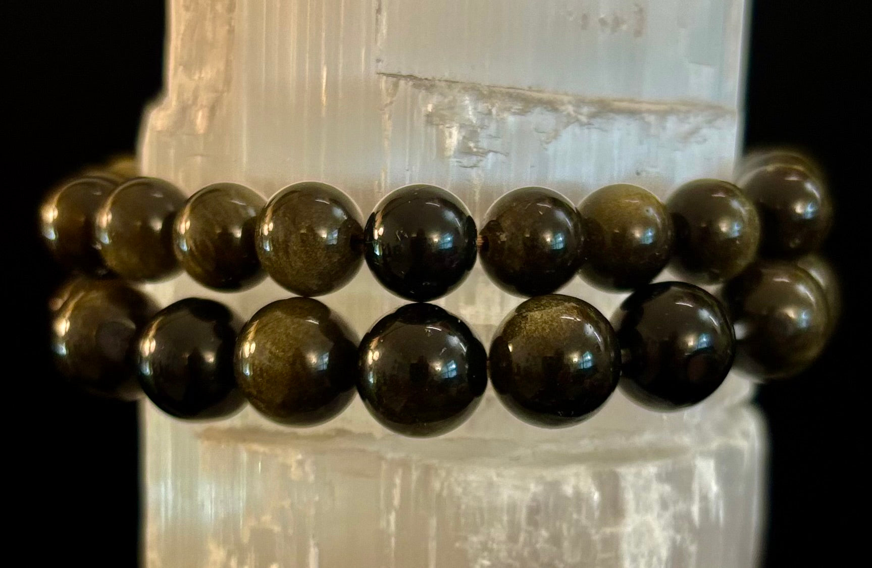 Gold Obsidian Protection Bracelet – 8mm & 10mm Beads for Small to Medium Wrists 🖤✨ | | Wiccan Center