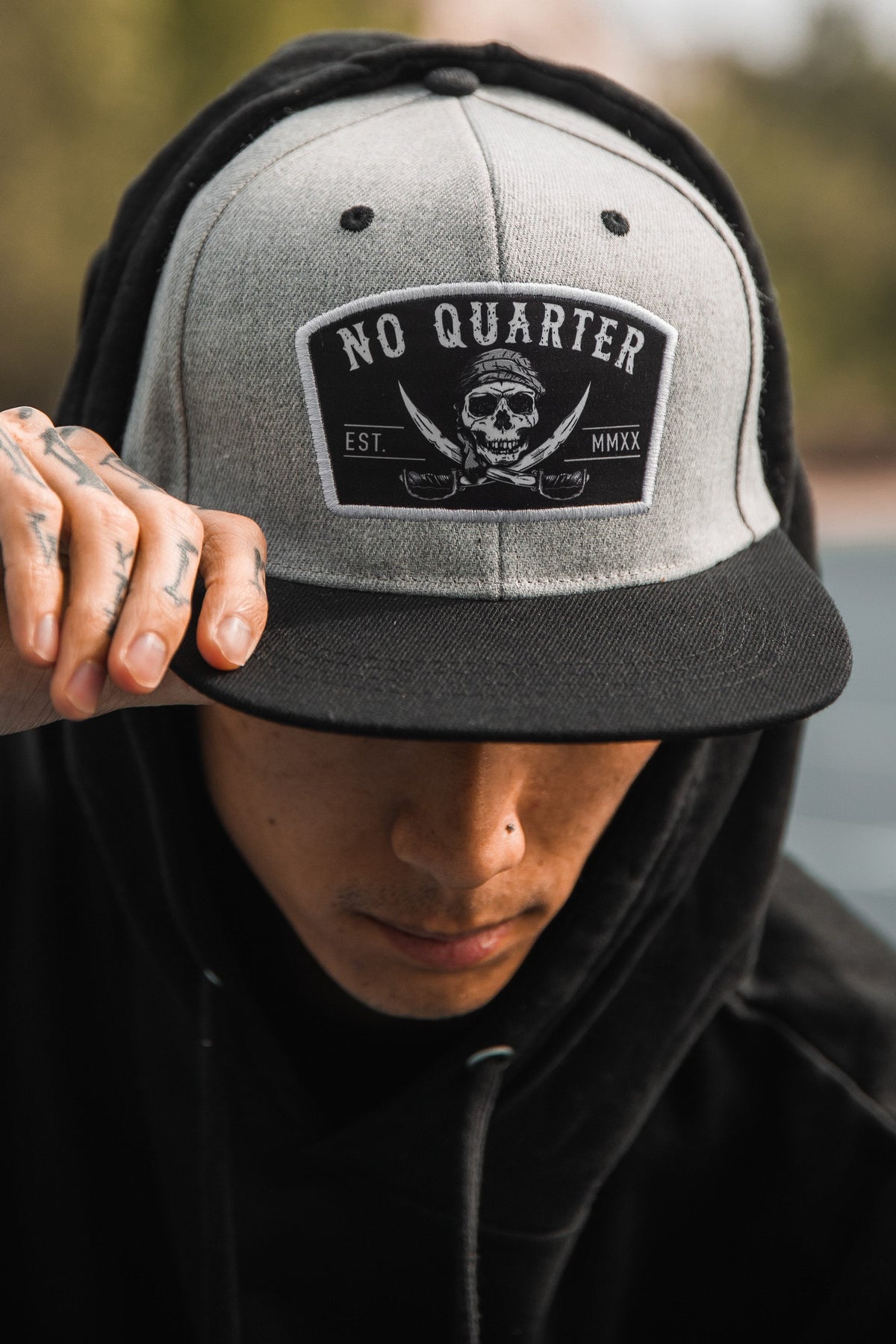No Quarter Gray Snapback | hat | Wiccan Center