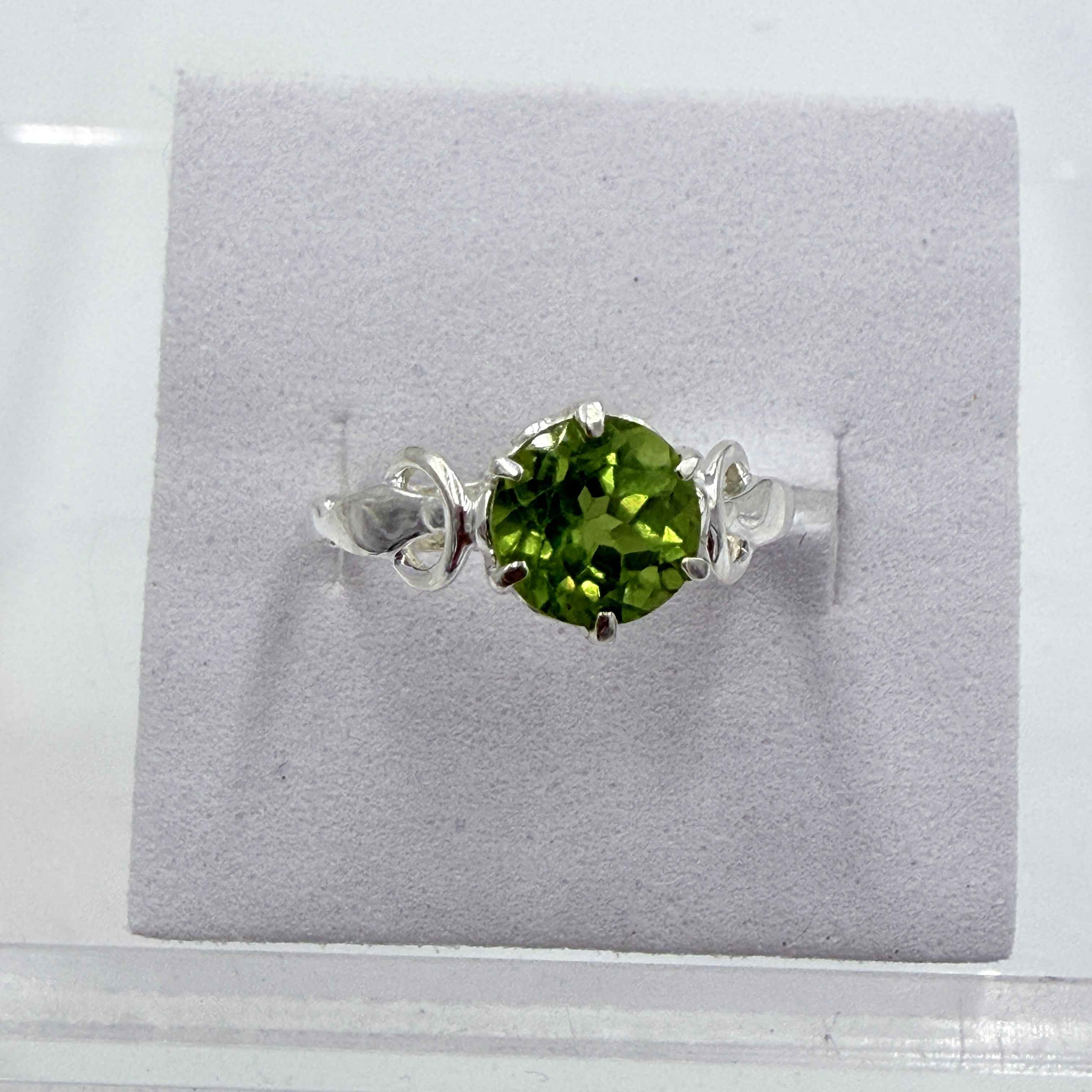 Sterling Silver Buckle Banded Peridot Ring - Size 6 -Positivity, Growth & Renewal | Rings | Wiccan Center