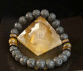 Men’s Lava Rock & Black Stone Bracelet – Natural Blue, Gray or Brown Accent Stones | Medium–Large Wrist | | Wiccan Center
