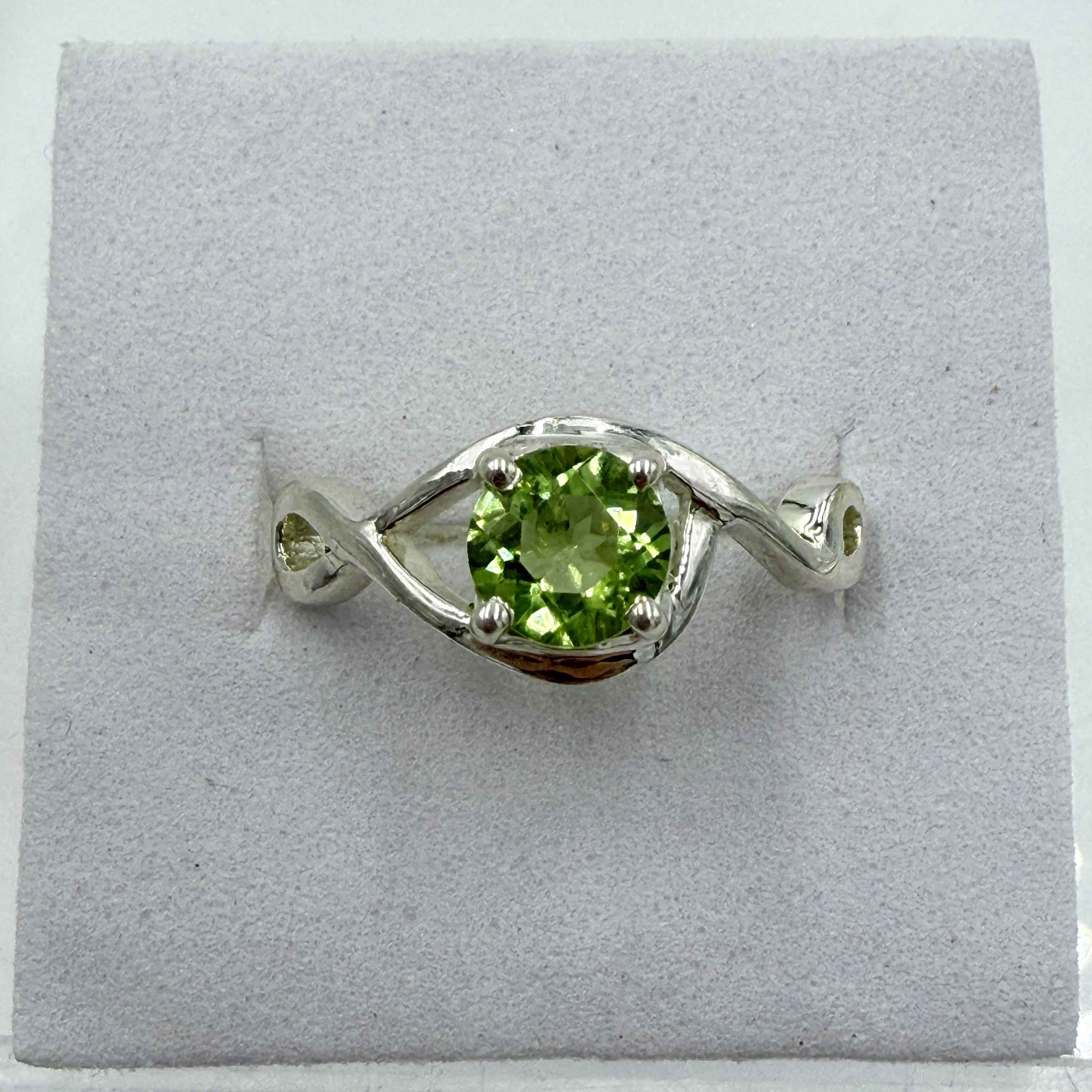 Sterling Silver Double Swirl Peridot Ring - Size 7 -Positivity, Growth & Renewal | Rings | Wiccan Center