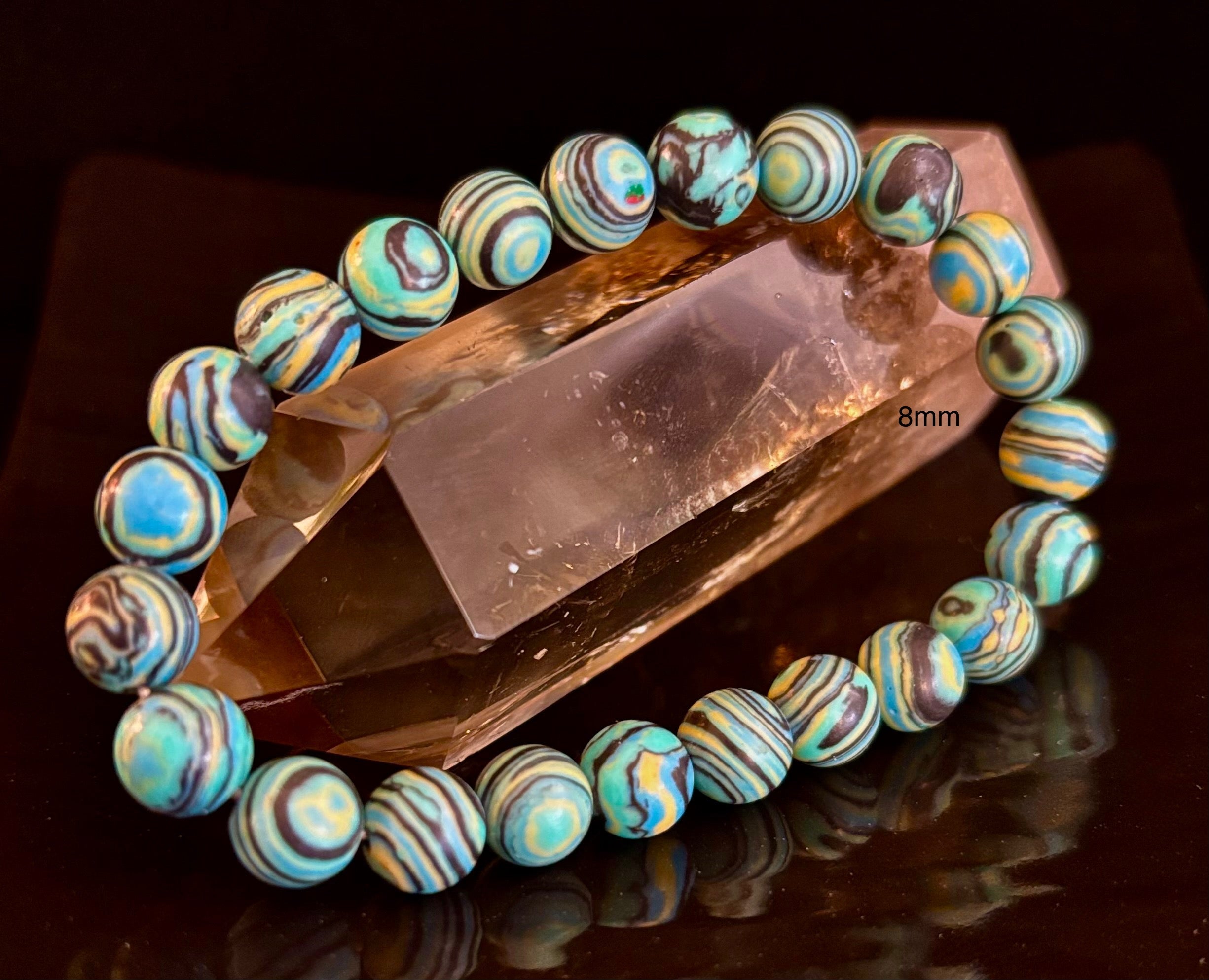 Deep Blue Malachite Energy Bracelet – 6mm, 8mm, 10mm Beads for Small to Large Wrists | | Wiccan Center