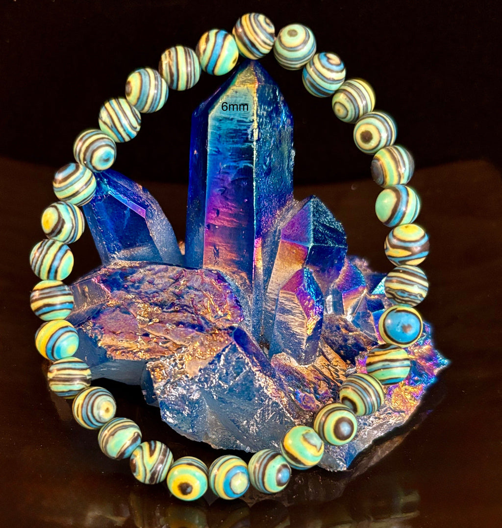 Deep Blue Malachite Energy Bracelet – 6mm, 8mm, 10mm Beads for Small to Large Wrists | | Wiccan Center
