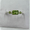 Sterling Silver Rectangular Peridot Ring - Size 9 -Positivity, Growth & Renewal | Rings | Wiccan Center