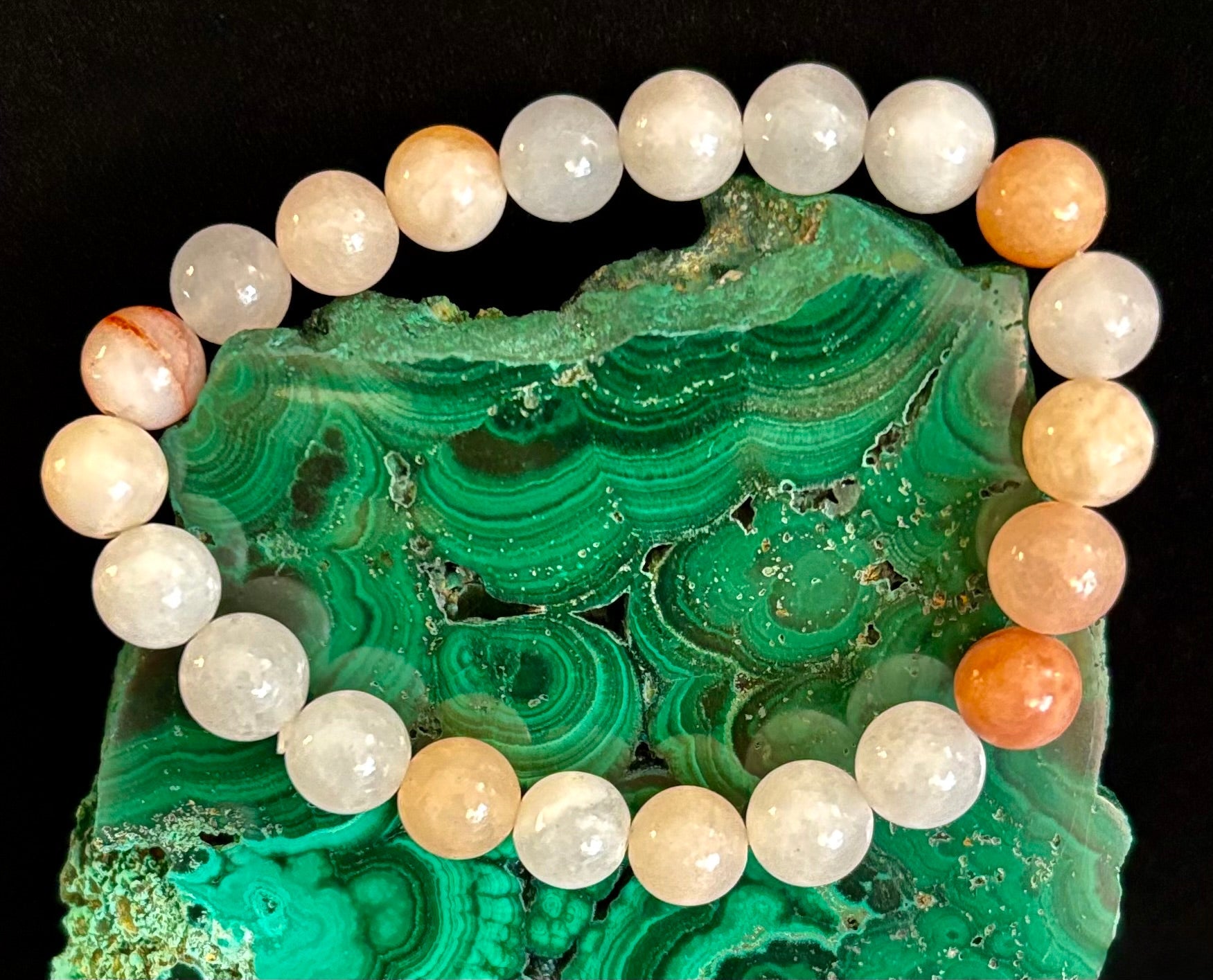Handmade Flower Agate Bracelet – 8mm Natural Stone Beads for Small to Medium Wrists | | Wiccan Center