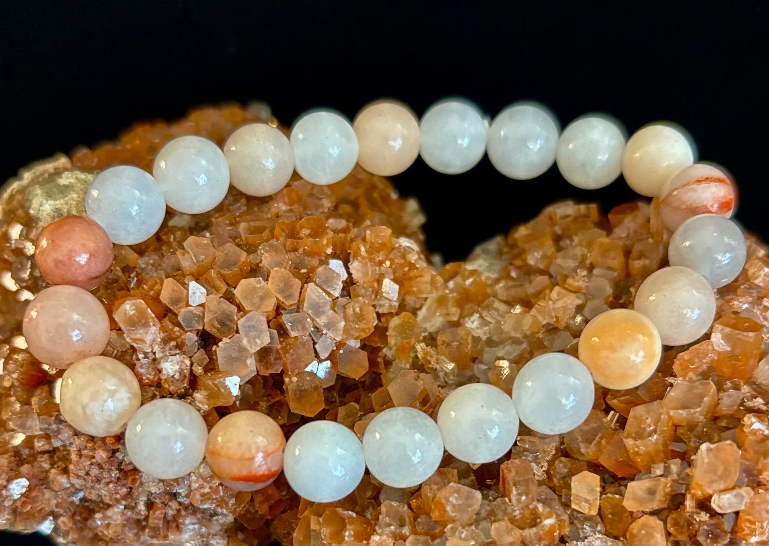 Handmade Flower Agate Bracelet – 8mm Natural Stone Beads for Small to Medium Wrists | | Wiccan Center